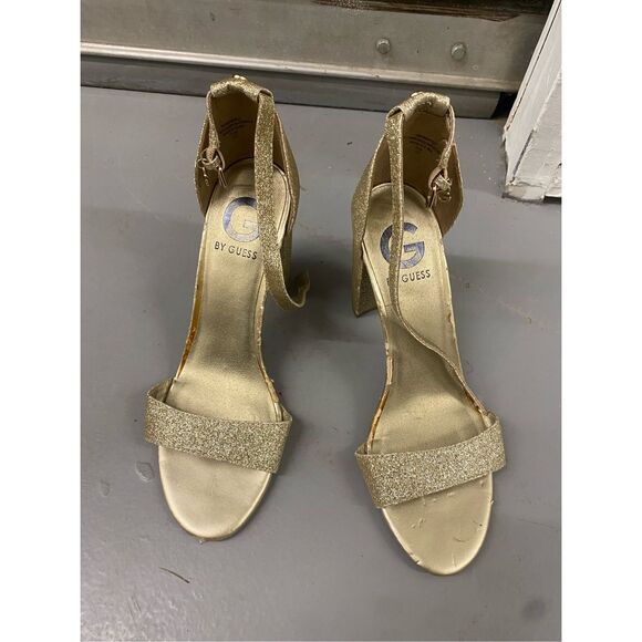 G by Guess Shantel Two-Piece Sandals Glitter Gold Pumps Size 6.5 - Picture 10 of 13